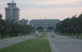 Texas A&M University administration building at sunset