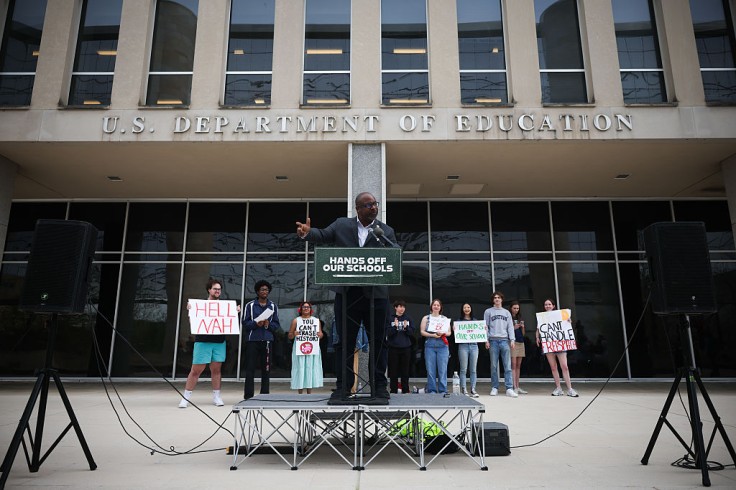"Hands Off Our Schools" rally