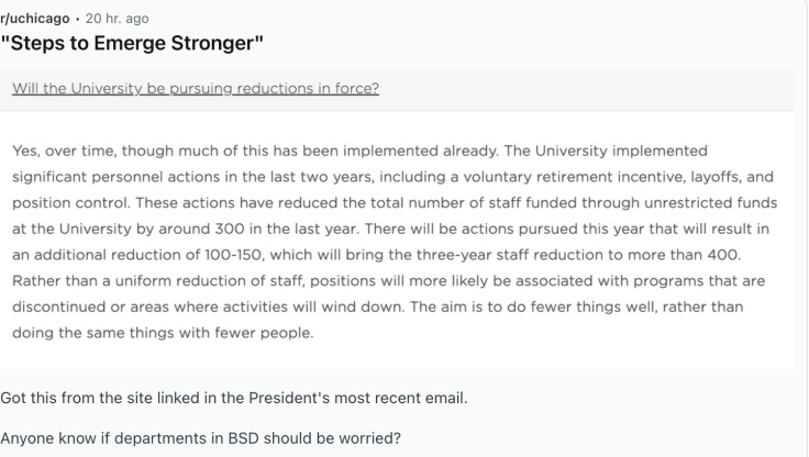 University of Chicago’s announcement