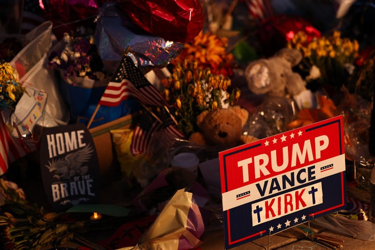Trump-Vance political sign with Kirk's