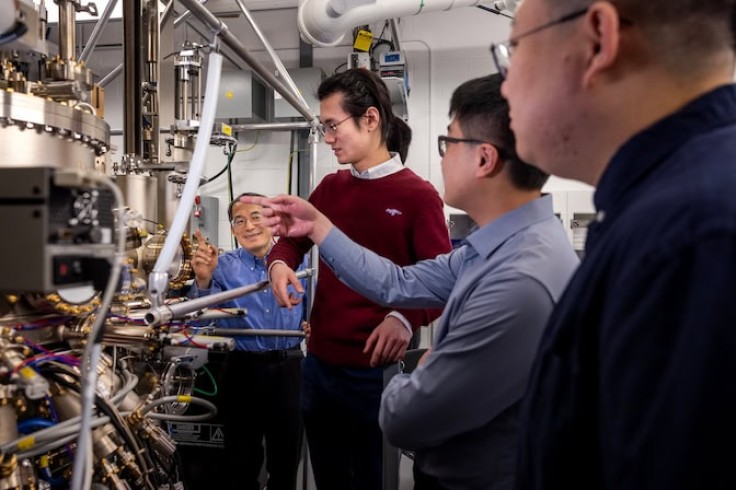 Danhao Wang (second from right) with lab colleagues Samuel Yang,