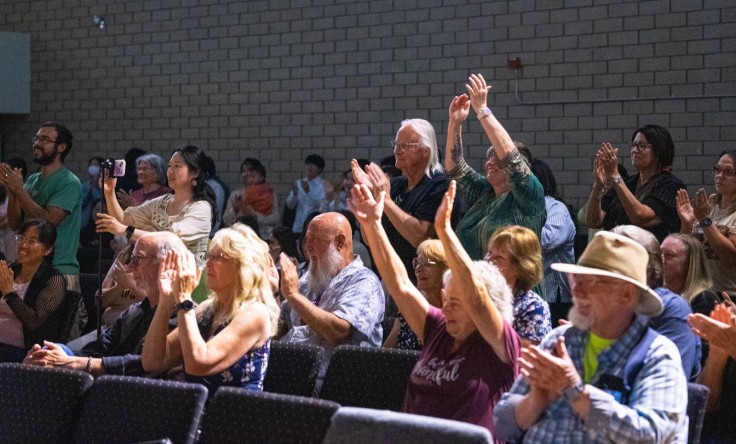 Local community church members fill Olivet University's Chapel for the
